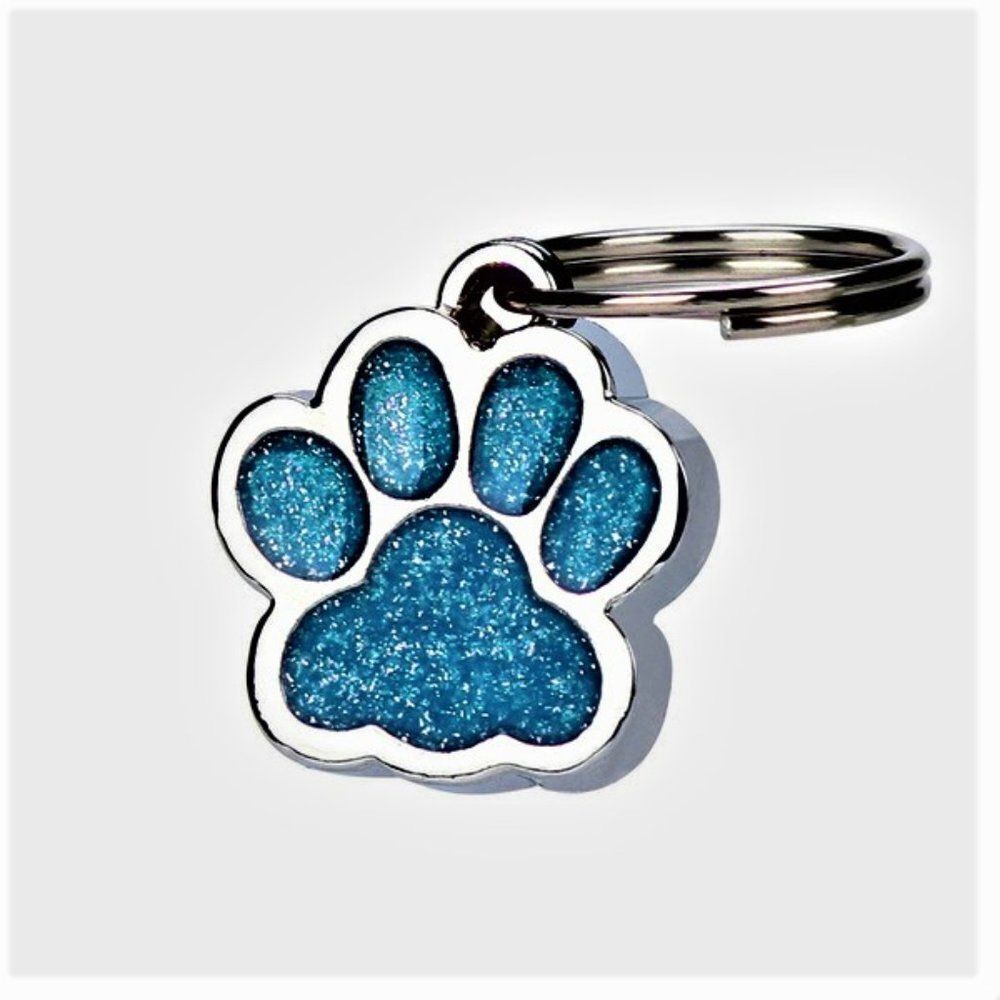 Glitter Paw Print Pet Tag